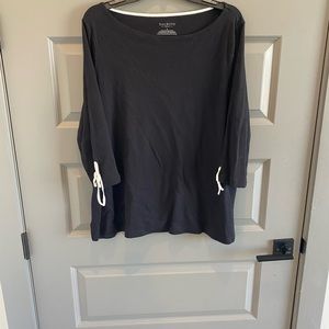 Talbots black top with white detailing on sleeve